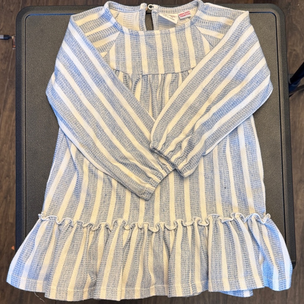 Zara Kids Striped Dress in Blue and Cream